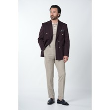 Parez Erkek Premium Italyan Stil Slim Fit Erkek Punto Dikişli Torba Cepli Yarım Astarlı Kruvaze Ceket