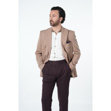 Parez Erkek Premium Italyan Stil Slim Fit Erkek Punto Dikişli Torba Cepli Yarım Astarlı Kruvaze Ceket