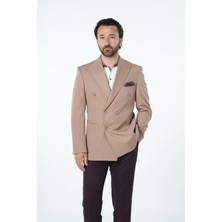 Parez Erkek Premium Italyan Stil Slim Fit Erkek Punto Dikişli Torba Cepli Yarım Astarlı Kruvaze Ceket