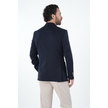 Parez Erkek Premium Italyan Stil Slim Fit Erkek Punto Dikişli Torba Cepli Yarım Astarlı Kruvaze Ceket