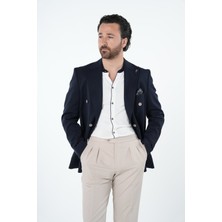 Parez Erkek Premium Italyan Stil Slim Fit Erkek Punto Dikişli Torba Cepli Yarım Astarlı Kruvaze Ceket