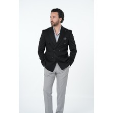 Parez Erkek Premium Italyan Stil Slim Fit Erkek Punto Dikişli Torba Cepli Yarım Astarlı Kruvaze Ceket