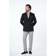 Parez Erkek Premium Italyan Stil Slim Fit Erkek Punto Dikişli Torba Cepli Yarım Astarlı Kruvaze Ceket