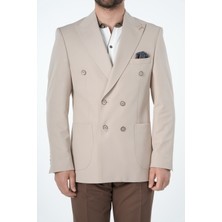 Parez Erkek Premium Italyan Stil Slim Fit Erkek Punto Dikişli Torba Cepli Yarım Astarlı Kruvaze Ceket