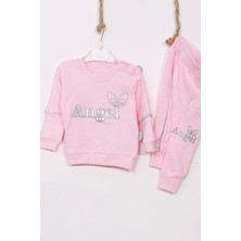 Candar 3-6-9 Ay Kız Bebek Takımı Angel Kanat Detaylı %100 Pamuk Pembe