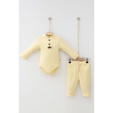 Candar 3-6-9-12 Ay Waffle Çıtlı Düğmeli 2'Li Mevsimlik Takım Sarı