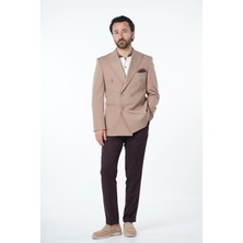 Parez Erkek Premium Italyan Stil Slim Fit Erkek Punto Dikişli Torba Cepli Yarım Astarlı Kruvaze Ceket