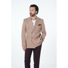 Parez Erkek Premium Italyan Stil Slim Fit Erkek Punto Dikişli Torba Cepli Yarım Astarlı Kruvaze Ceket