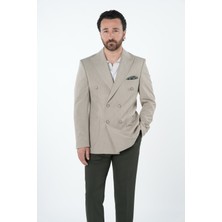 Parez Erkek Premium Italyan Stil Slim Fit Erkek Punto Dikişli Torba Cepli Yarım Astarlı Kruvaze Ceket