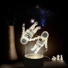 Bunny Gift Shop Astronot Yaratıcı Modelleme 3d Gece Lambası, Ev Ve Dış Mekan Parti Atmosfer Dekorasyonu Masa Lambası