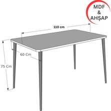 Kydonia Home 60 x 110  cm  Oval Kenarlı Mdf Lam Ahşap Ayaklı Çam Ahşap Desenli Mutfak Yemek Çalışma Masası