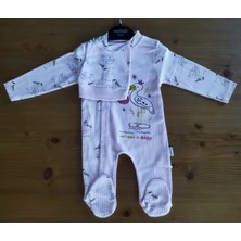 Melish Bebe Leylek Baskılı Raporlu Bereli Tulum Zıbın