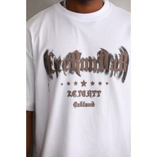 Koflandy Baskılı Oversize T-Shirt - Beyaz