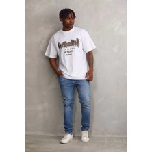Koflandy Baskılı Oversize T-Shirt - Beyaz