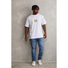 Koflandy Baskılı Oversize T-Shirt - Beyaz