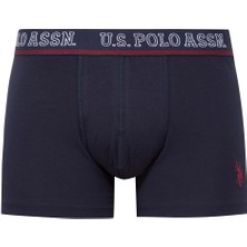 U.S. Polo Assn. 80516 Erkek Pamuklu 3'lü Boxer-Bordo&Lacivert&Baskılı