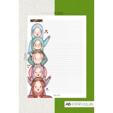 Selis Craft Hijab Girl Kareli Notepad 06 Günlük Planlayıcı, Defter, To Do List, Not Defteri, Ajanda