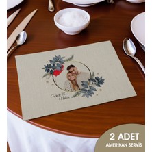 Bk Gift Kişiye Özel Isimli Fotoğraflı 2’li Keten Amerikan Servis Seti-2, Ev Hediyesi,baskılı Servis Bezi, Mutfak Dekoru