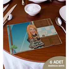 Bk Gift Kişiye Özel Karikatürlü 6’li Keten Amerikan Servis Seti-1, Ev Hediyesi,baskılı Servis Bezi, Mutfak Dekoru