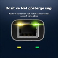 Polham Süper Hızlı 1000MBPS USB To RJ45 Dönüştürücü, Gösterge Işıklı USB To RJ45 Ethernet Lan Port Adaptör