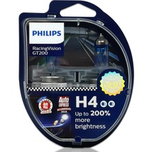 Philips H4 %200 Racing Vision GT200 Ampül Seti 2 Adet