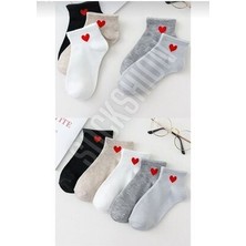 Enika Moda Kadım Kalp Desenli Yarım Konç Çorap Seti 5 Li