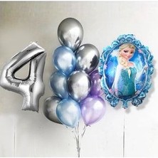 Disney Frozen Elsa Balon Parlak Gümüş Rakamlı Karlar Kraliçesi Konsepti 1 Adet
