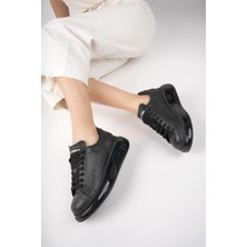 Tarçın Ayakkabı Hakiki Deri Siyah Kadın Deri Sneaker TRC50-0694