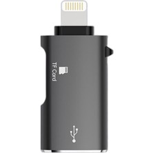 Polham Iphone Lightning Girişli Hafıza Kart ve USB Okuyucu Adaptör, 1x Tf Kart ve 1x USB Çevirici