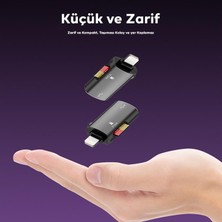 Polham Iphone Lightning Girişli Hafıza Kart ve USB Okuyucu Adaptör, 1x Tf Kart ve 1x USB Çevirici