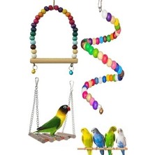 Genel Markalar Muhabbet Kuşu ve Papağanlar Için Salıncak Oyuncak Seti