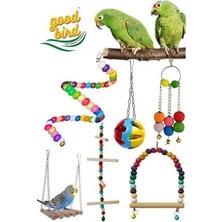 Good Bird Muhabbet Kuşu ve Boyutlarındaki Kuşlar Için Mega Salıncak Oyuncak Seti 6'lı