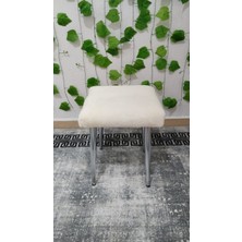 Özcan Mobilya Aksesuar Metal Ayak Teddy Kumaş Dekoratif Çok Amaçlı Peluş Puf Tabure Bench Koltuk Sandalye