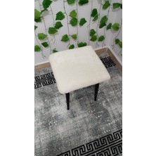 Özcan Mobilya Aksesuar Metal Ayak Teddy Kumaş Dekoratif Çok Amaçlı Peluş Puf Tabure Bench Koltuk Sandalye