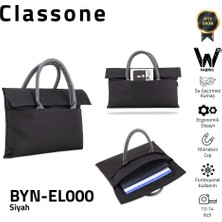 Classone BYN-EL000 Wtxpro Su Geçirmez Kumaş 13-14 Inch Bayan Laptop, Notebook, Macbook Air El Çantası- Tote Bag - Siyah