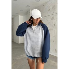 Sun Victoria Dik Yaka Oversize 3 Iplik Şardonlu Sweatshirt