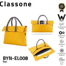 Classone BYN-EL008 Wtxpro Su Geçirmez Kumaş 13-14 Inch Bayan Laptop El Çantası- Tote Bag - Sarı