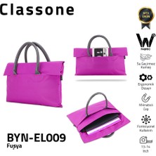 Classone BYN-EL009 Wtxpro Su Geçirmez Kumaş 13-14 Inch Bayan Laptop El Çantası- Tote Bag- Fuşya