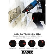 Dager Gbh 2-28 Çelik Şanzıman Bakır Sargılı 900 W Kırıcı Delici Hilti Matkap + 5 Adet Uç Yedek Çelik Mandren Pas Sökücü Hediye