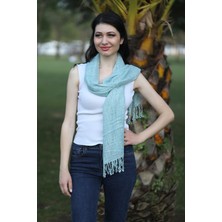 Mystic Açık Mavi Keten Şal
