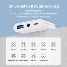 Coofbe Type-C-Iphone Otg Dönüştürücü Çevirici Iphone Kart Okuyucu 3.5mm Kulaklık USB Çevirici Adaptör