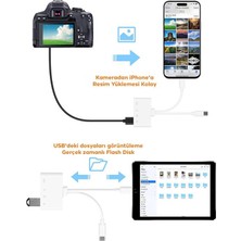 Coofbe 4in2 Type-C-Iphone Girişli USB Kamera Okuyucu Sd-Tf Kart Çevirici Mouse Klavye Okuyucu Otg