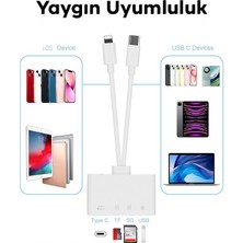 Coofbe 4in2 Type-C-Iphone Girişli USB Kamera Okuyucu Sd-Tf Kart Çevirici Mouse Klavye Okuyucu Otg