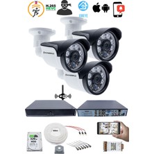 Kadraj 3 Kameralı Güvenlik Seti - 5mp Sony Seculens, 1080P Full Hd Ahd, Gece Görüşlü, 6 Atom Led, IP66, 5mp Dvr + Wifi Adaptörü, V1