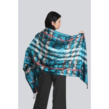 Mystic Antrasit Turkuaz Pashmina Şal