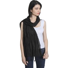 Siyah Polyester - Cotton Eşarp Şal