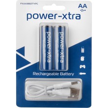 Power-Xtra PXAA1860TYPC - Aa - 1860 Mah Şarjlı Pil - Type C - 2'li Blister