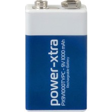 Power-Xtra PX9V1000TYPC - 9V - 1000 Mah Şarjlı Pil - Type C