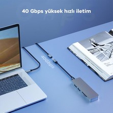 Coofbe 80CM 40GBPS Veri Aktarım 20V/5A 100W Şarj Destekli Type-C Uzatma Kablosu Örgü Kopmaz Kablo