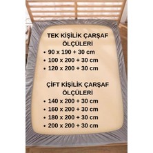 Lila Moon Gri Renkli Pamuklu Penye Kumaştan Tek/çift Kişilik Fitted Çarşaf